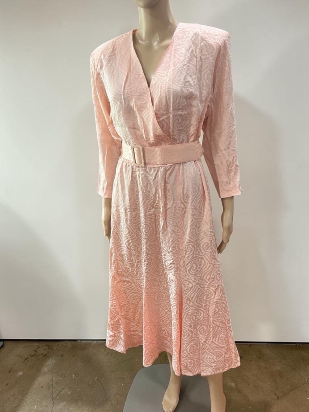 St. Gillian Silk Dress jacquard vintage 80’s peach 10